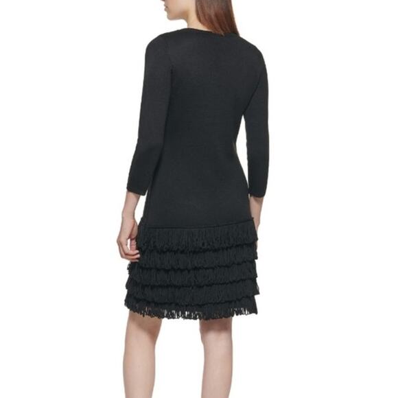 Soft Surroundings Theodora Fringe Black Sweater Dress Medium - Picture 4 of 8